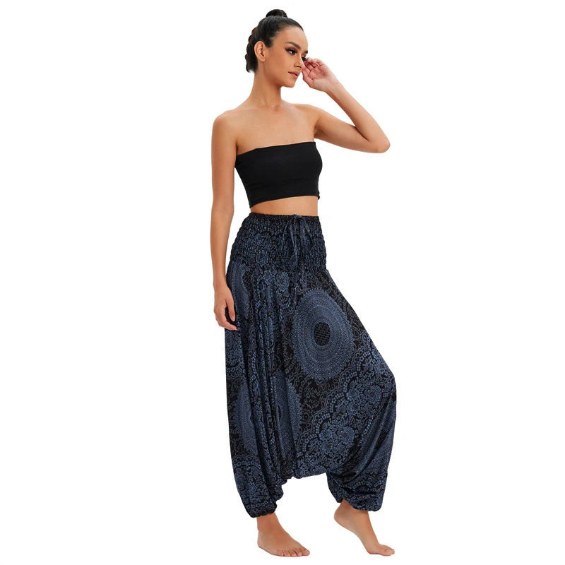 Bohemian Pants Women Pantalones Mujer Hippie High Waist Rayon Harem Baggy Boho Yoga Beach Wear Pour Femme Calca Feminina Printed
