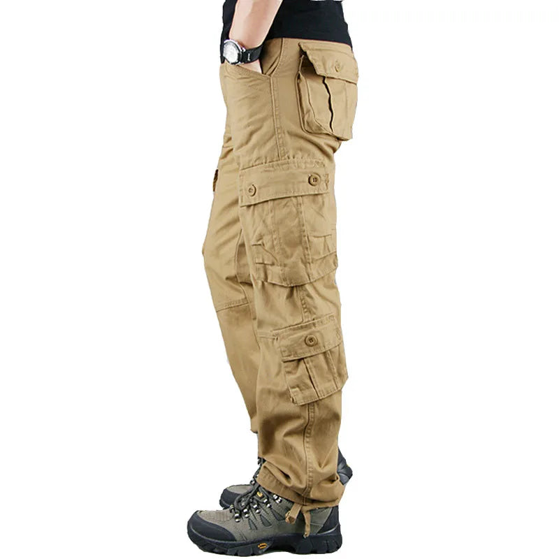 2025 Multiple pockets Tactical Cargo Pants Men Cotton Overalls Outdoor Work Trousers Big Size Hombre Clothing Camo Hiking Pants