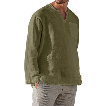 Camisa de lino para hombre 2025, transpirable, color sólido, manga larga, estilo Harajuku, informal, camisa hawaiana, tallas grandes S-5XL