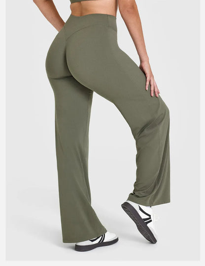 Pantalones deportivos rectos para mujer, sin la incomodidad de los pantalones de pierna ancha, ideales para yoga, ropa de fitness transpirable, pantalones casuales versátiles.
