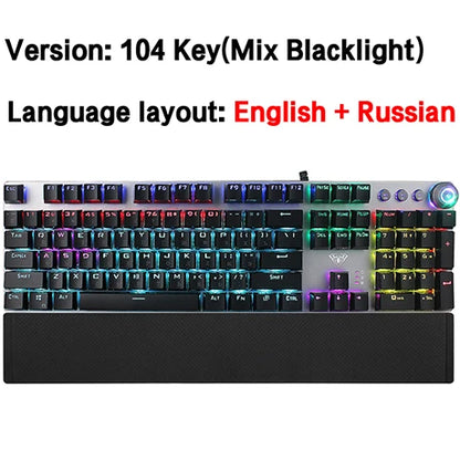 Teclado mecánico para juegos AULA F2088 de 104 teclas con cable, retroiluminado, de metal, anti-efecto fantasma, inglés, hebreo, ruso, español, árabe y coreano.
