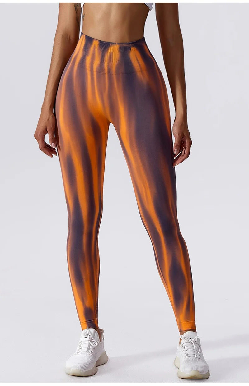 Pantalones de yoga para mujer con estampado tie-dye Cloud Rise, leggings deportivos sexys para gimnasio, mallas sin costuras, pantalones de cintura alta para entrenar.