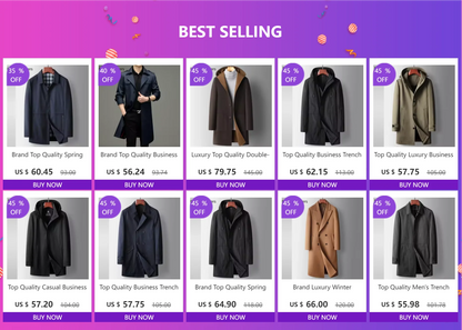 Gabardina de lana de doble faz de lujo y máxima calidad para hombre, estilo otoño-invierno, de largo medio y con capucha.