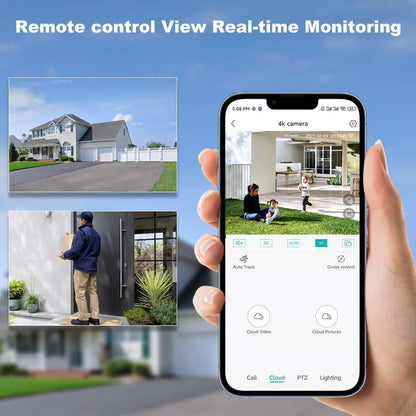 Cámara solar WiFi 4K de 8MP para exteriores, cámara de vigilancia CCTV inalámbrica con panel solar, doble lente, cámara IP PTZ y protección de seguridad.