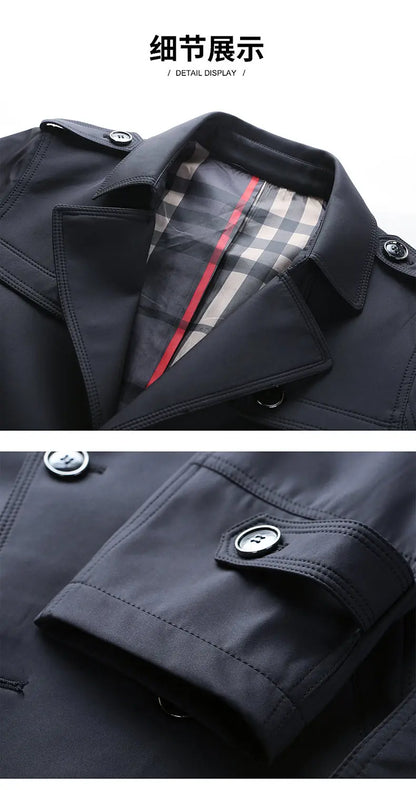 Spring Autumn Streetwear Fashion Trench Coat Men's Designer Overlong British Coats Man's Clothing With Epaulets Men's Jackets