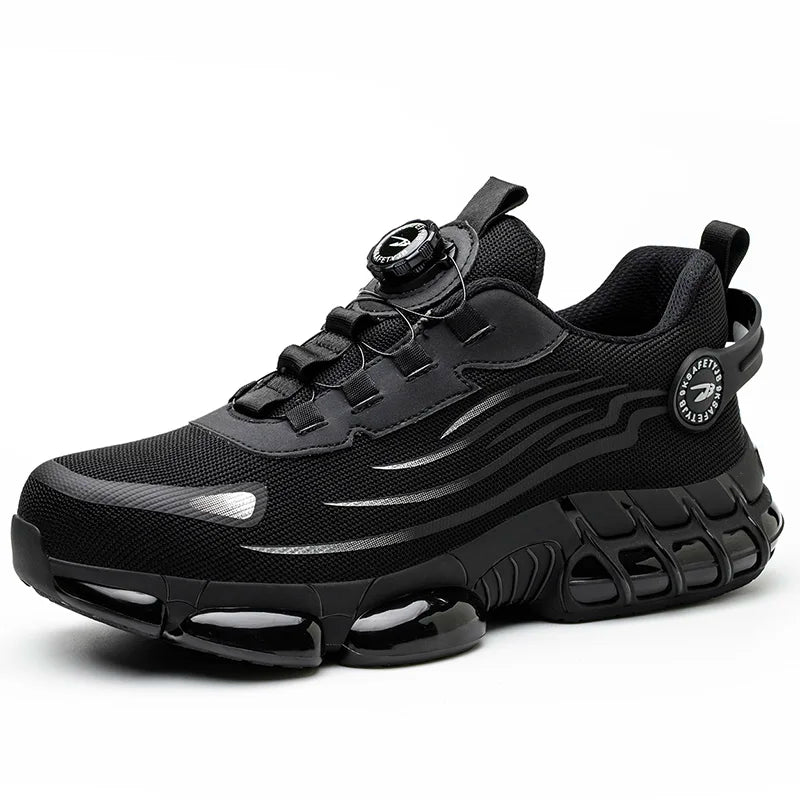 Zapatillas ligeras y transpirables con punta de acero para hombre, calzado de seguridad con protección antigolpes y antiperforación, con botones giratorios.