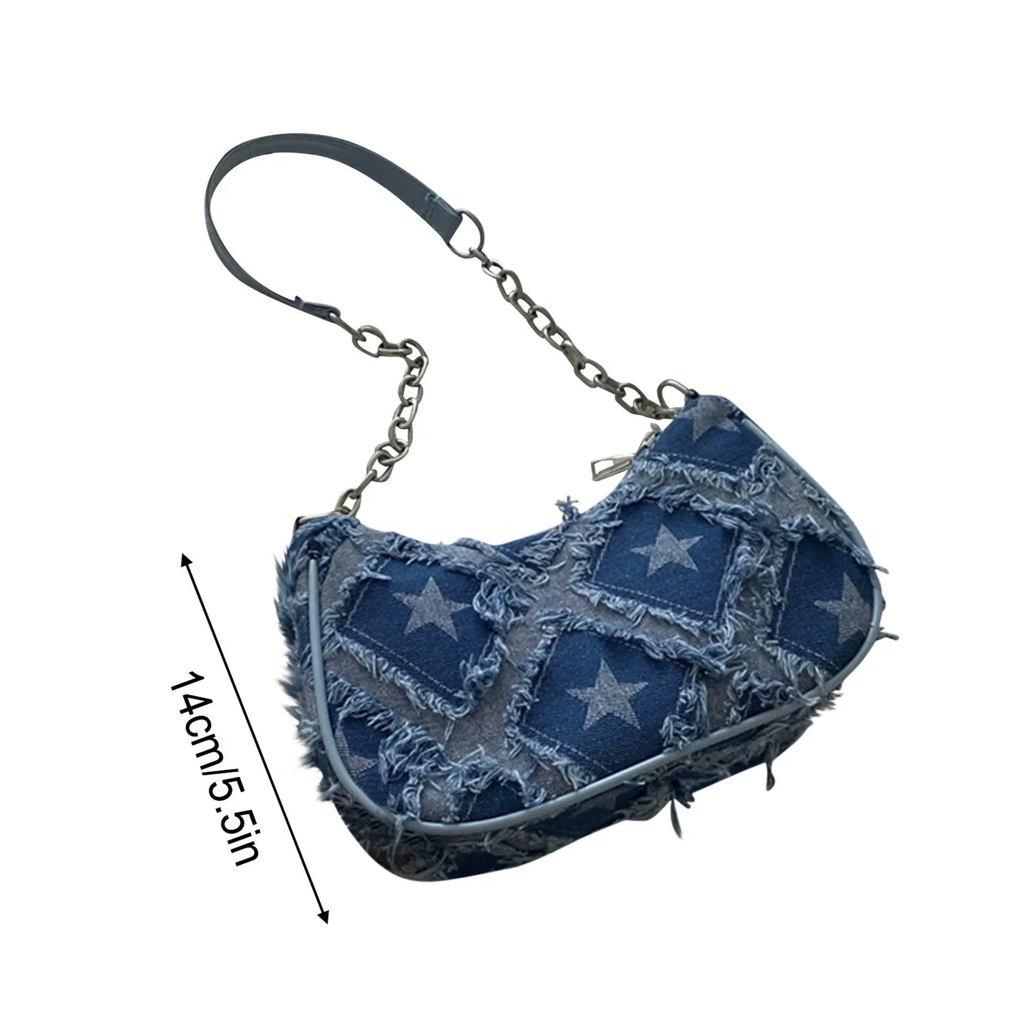 Nuevo bolso de mezclilla a cuadros para debajo del brazo, diseño vintage Y2K, con correa de cadena para el hombro, bolso de compras callejero