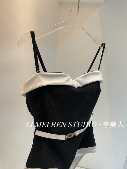 Nuevo traje de baño de una pieza de camisola de punto de lujo para mujer