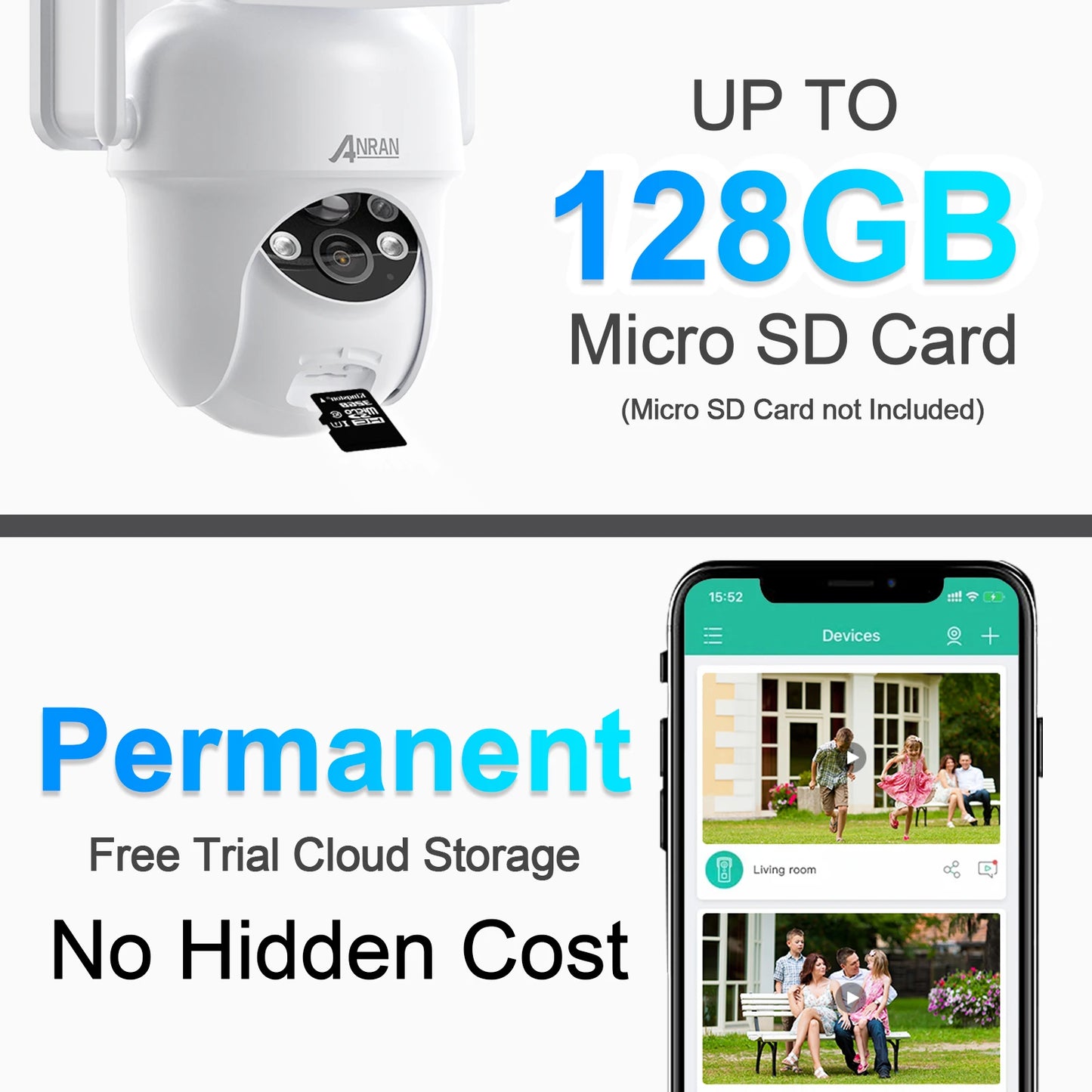 Cámara solar ANRAN 2K 3/5MP 2.4G Wifi, vigilancia y seguridad para el hogar, con batería, detección PIR y audio bidireccional.