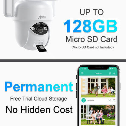 Cámara solar ANRAN 2K 3/5MP 2.4G Wifi, vigilancia y seguridad para el hogar, con batería, detección PIR y audio bidireccional.