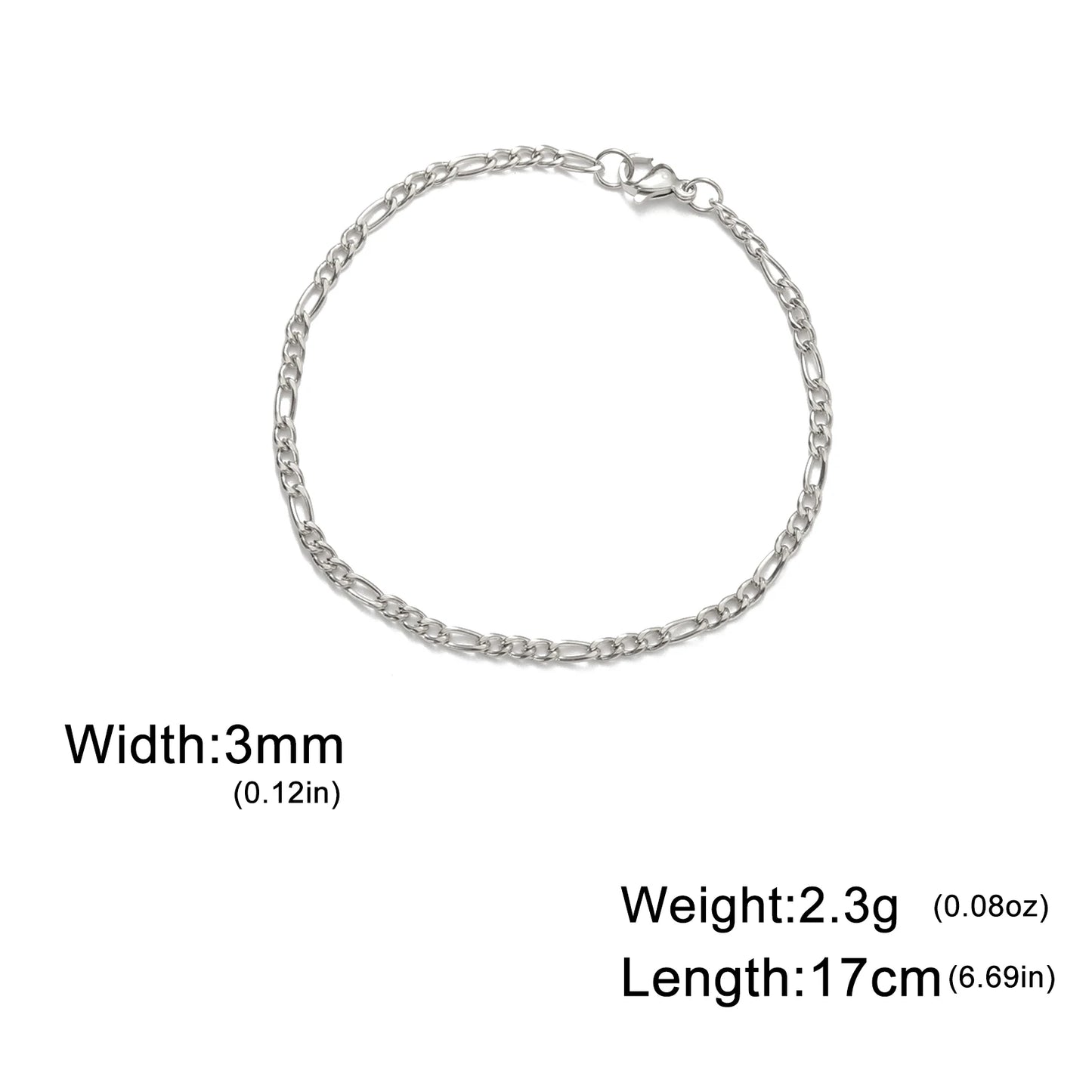 Pulsera de cadena Figaro sencilla para mujer, hombre, pareja, joyería para niño, color dorado, acero inoxidable, tendencia, moda punk, hip pop, regalo