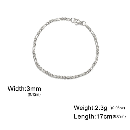 Pulsera de cadena Figaro sencilla para mujer, hombre, pareja, joyería para niño, color dorado, acero inoxidable, tendencia, moda punk, hip pop, regalo
