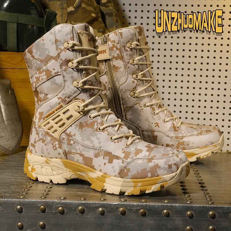 Botas tácticas de camuflaje para hombre, impermeables, para trabajo, seguridad, montañismo, botines, botas para exteriores.