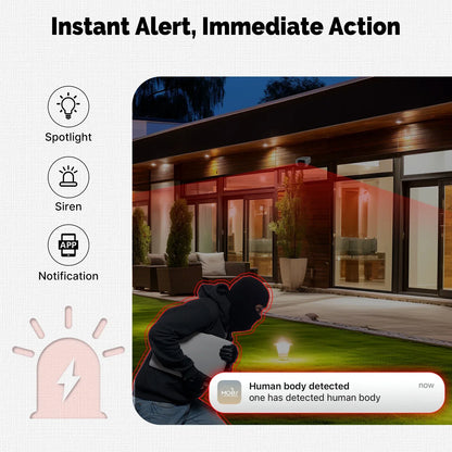 Cámara de seguridad solar inteligente MOES, WiFi de doble banda 2.4/5 GHz, resistente al agua IP65, monitoreo mediante aplicación (Alexa/Google Home), Tuya