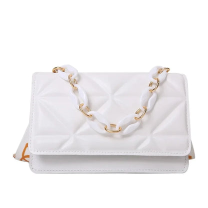 Bolso de mano con asa de cadena, moderno y versátil, pequeño, cuadrado, para mujer, bandolera de piel sintética suave, estilo vintage, con cremallera interior.