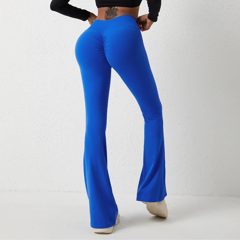 Pantalones de yoga QINACTIV para mujer, tipo flare, acampanados, de cintura alta, para fitness, gimnasio, deportes casuales y elásticos.