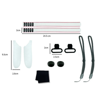 Conjunto de accesorios para gafas de realidad virtual, tapa de batería, correas activas ajustables, paño para lentes, tapas de joystick para agarres de control de realidad virtual Meta Quest 3