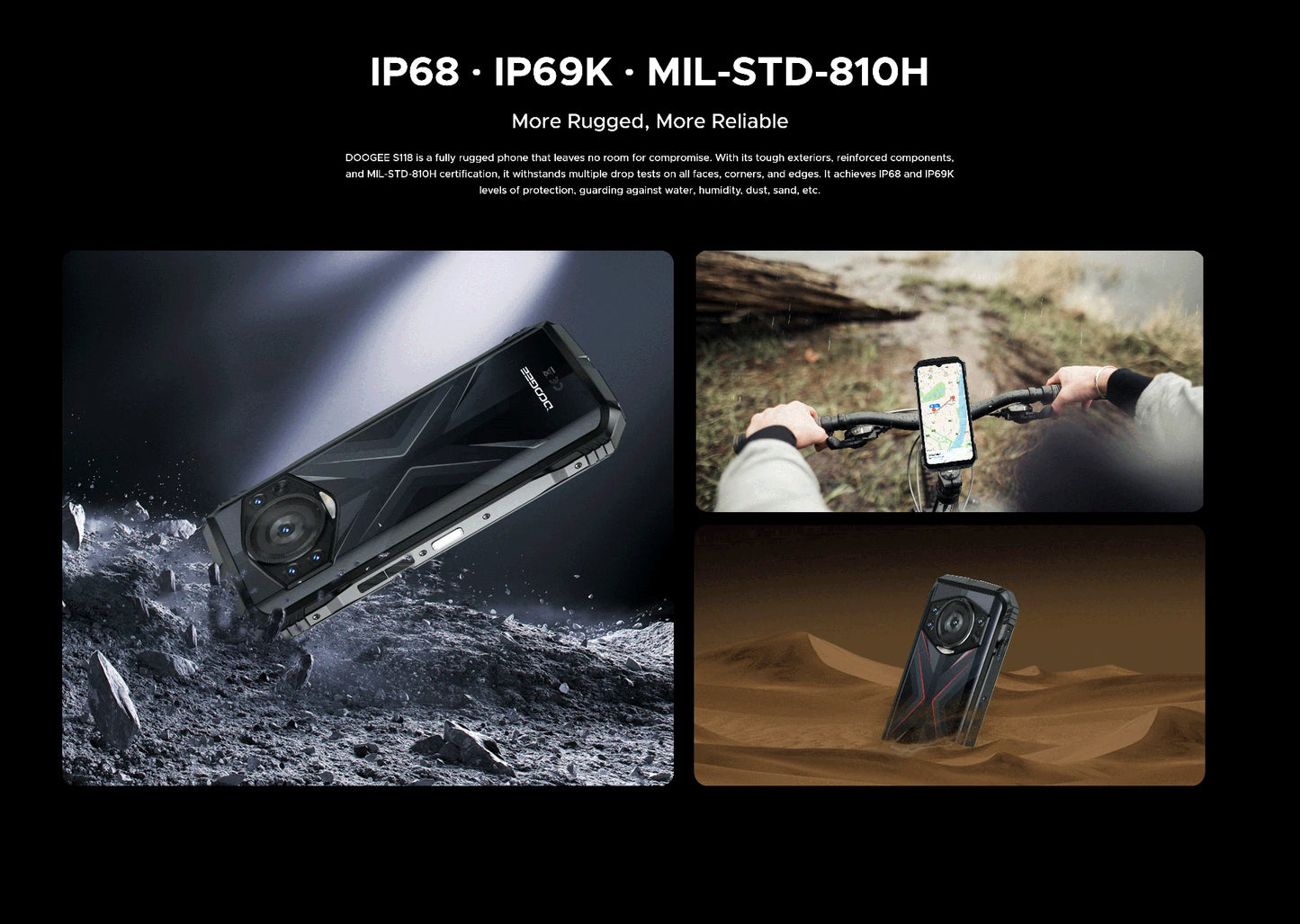 Smartphone robusto DOOGEE S118 de 8 GB y 512 GB, pantalla FHD+ de 6,58", Helio G99, cámara IA de 50 MP, 10800 mAh, Android 14, NFC, 4G.