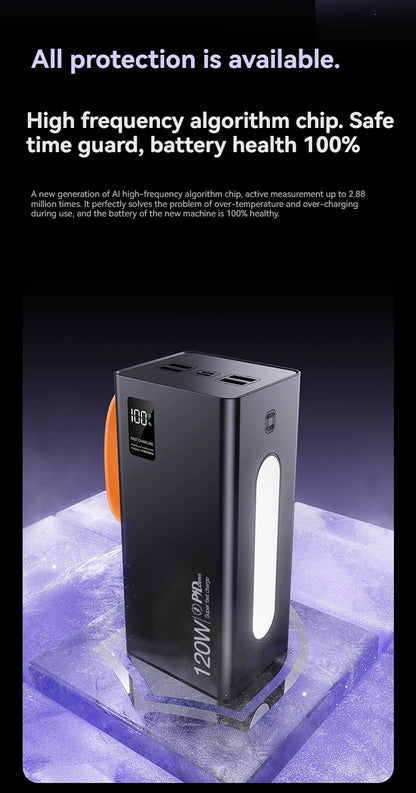 ONEPLUS - Cargador portátil de alta capacidad de 500.000 mAh y 120 W, 4 en 1, con cables y carga rápida para iPhone y Samsung.