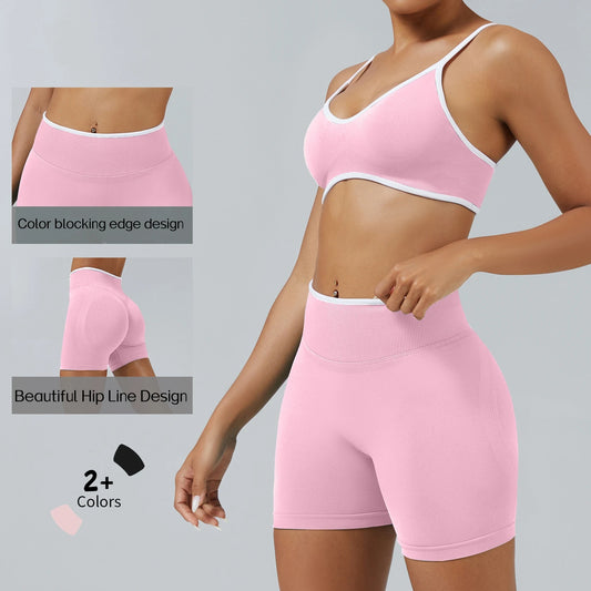 Traje deportivo color block para mujer, ajustado y sin espalda, ideal para yoga, secado rápido, correr al aire libre y hacer ejercicio.