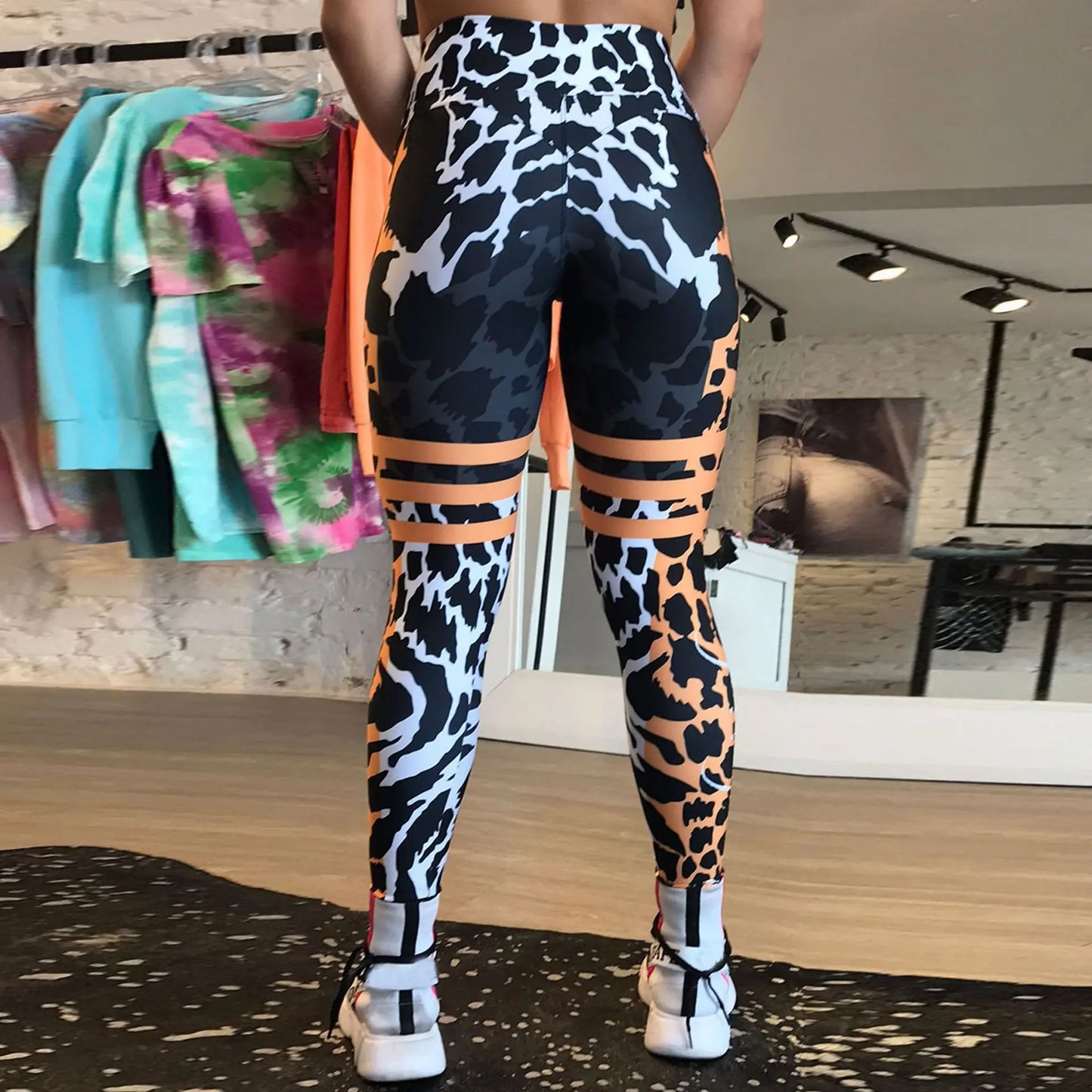 Pantalones de mujer con estampado 3D de rayas de leopardo, leggings deportivos push up para correr, pantalones ajustados, pantalones casuales para mujer, leggings de fitness para mujer