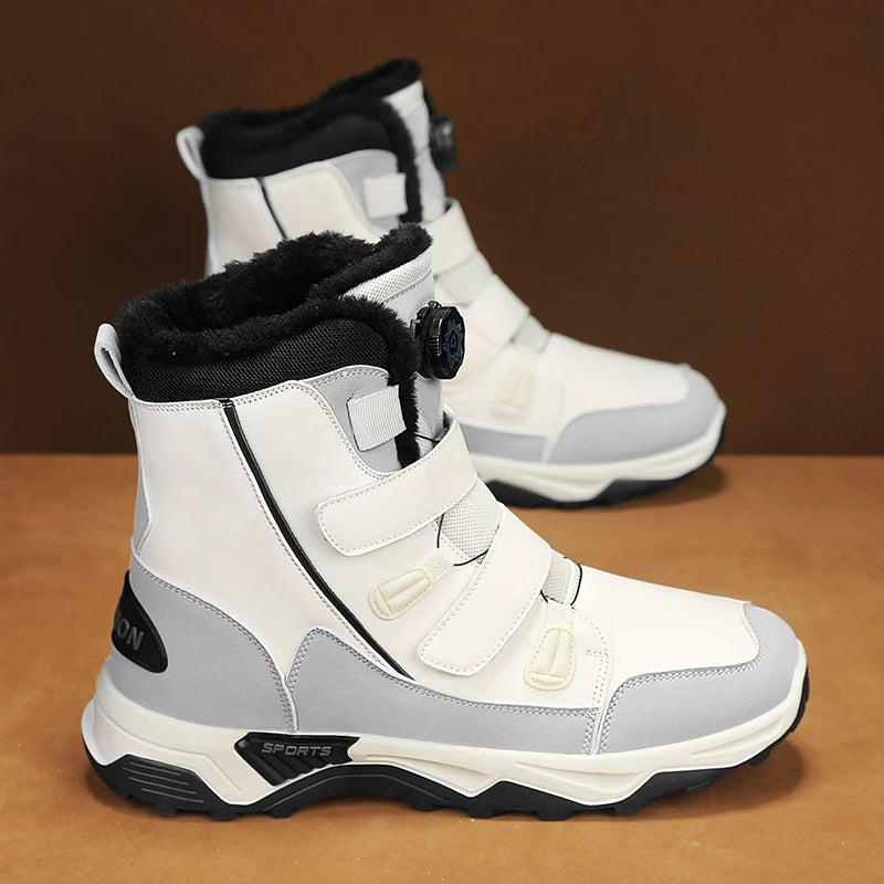 Botas de nieve impermeables para hombre, con entresuela, cálidas, para exteriores, antideslizantes y resistentes a la abrasión.