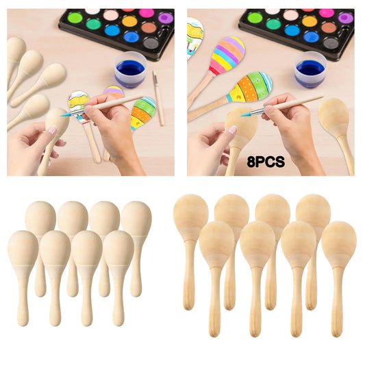 8 maracas de madera para niños y adultos, hechas a mano, con sonido claro. Mini maracas pintadas a mano, juguetes artesanales, decoración.