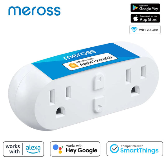 Enchufe inteligente doble WiFi 2 en 1 Meross HomeKit (EE. UU.) con control remoto y compatibilidad con Alexa, Google Home y SmartThings