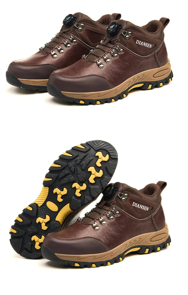 Zapatos de seguridad para hombre con botón giratorio, puntera de acero, zapatillas de trabajo indestructibles, botas de trabajo a prueba de perforaciones, calzado para hombre.