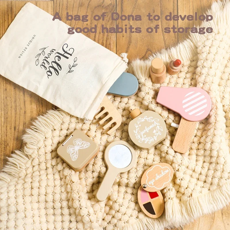 Juguetes de madera para bebés, juego de simulación de cosméticos, juguetes de maquillaje para niñas, juego de casa, juguetes Montessori de educación temprana para niños