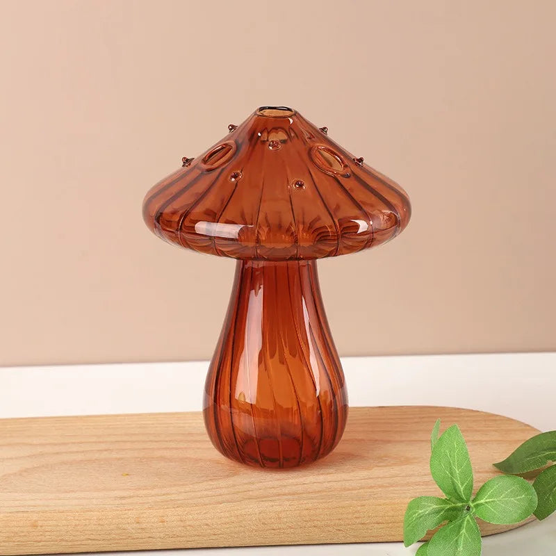 Jarrón de cristal transparente con forma de hongo, botella para aromaterapia, jarrón pequeño para el hogar, maceta hidropónica, decoración de mesa sencilla, decoración del hogar