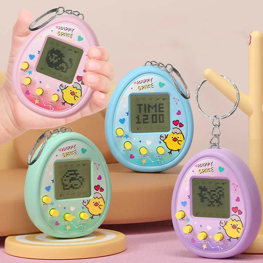 Mascotas electrónicas, juguetes virtuales, Tamagotchi, animales cibernéticos nostálgicos, juguetes digitales para niños.