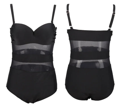 Trajes de baño de tallas grandes 2021 de una pieza, push up, cintura alta, malla entrecruzada, color sólido, monokini, trajes de baño para mujer.