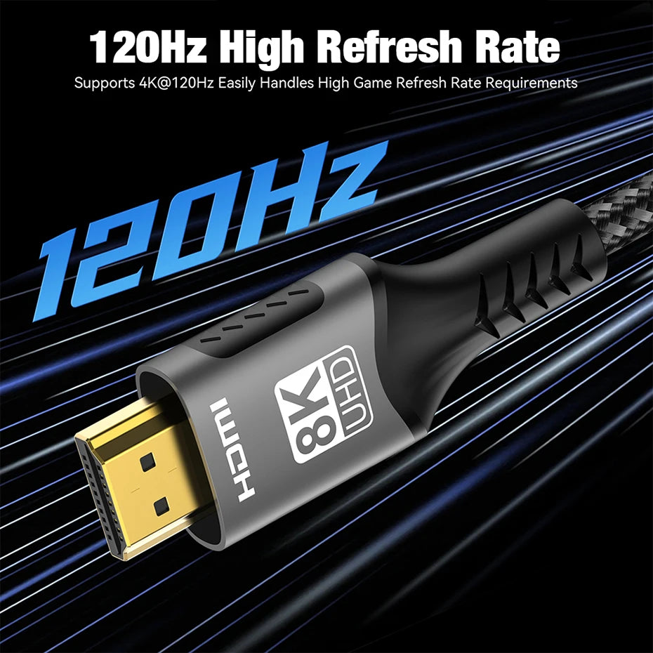 Cable HDMI 2.1 de 1/2/3/5 metros de longitud para PS5, Xbox, webcam, videocámara, TV Box, Fire Stick, portátil, HDCP, eARC, 8K 60 Hz, 4K 120 Hz