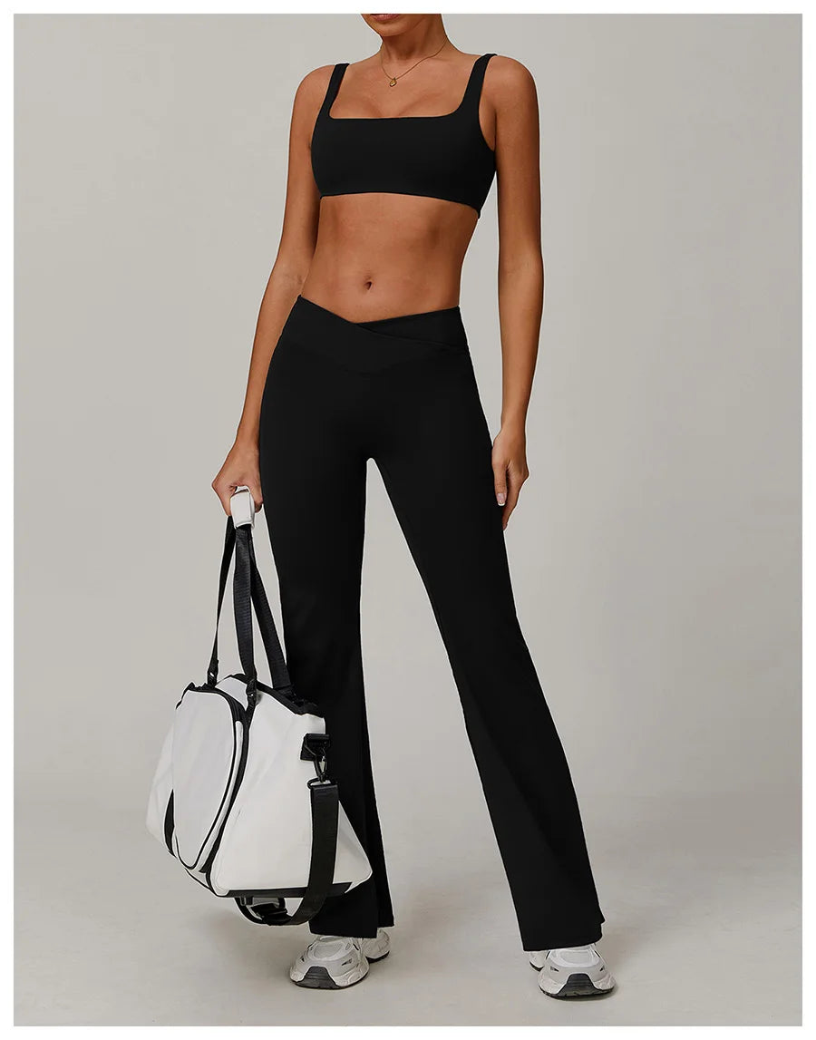 Nuevo conjunto de yoga para mujer, ropa deportiva para gimnasio, sujetador deportivo y pantalones cortos, conjuntos de leggings, atuendos de sensación desnuda, ropa deportiva femenina, chándal