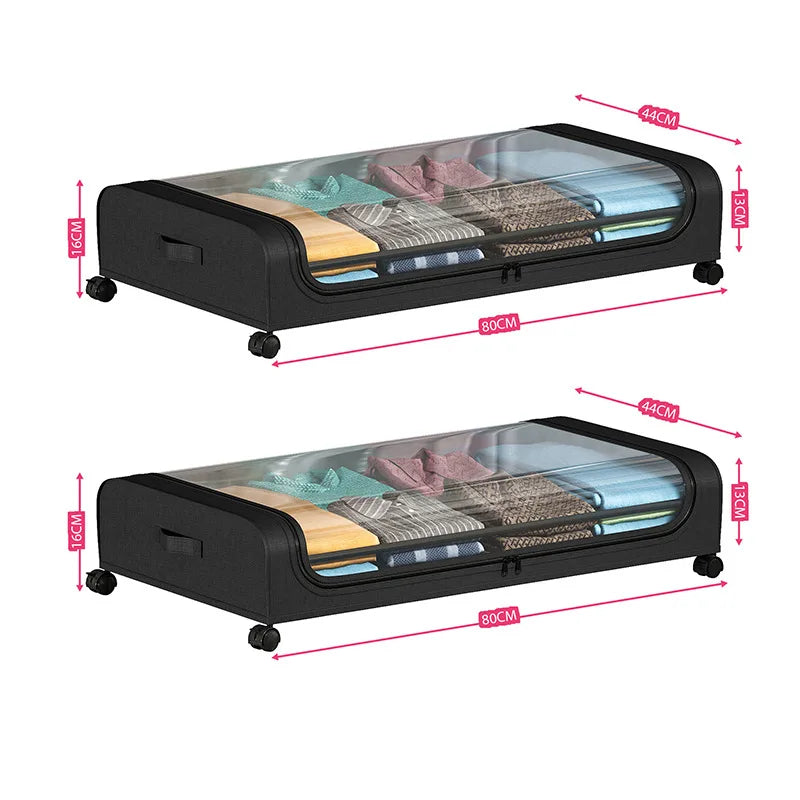 Organizador de almacenamiento debajo de la cama: contenedores con ruedas y tapa para ropa, ropa de cama, zapatos, mantas, libros, juguetes y organización del hogar.