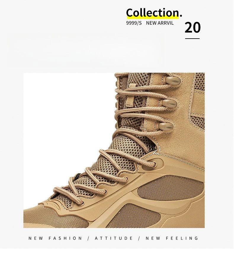 Botas de desierto para hombre, botas tácticas antideslizantes para exteriores, botines de plataforma de alta calidad, resistentes al desgaste, transpirables, ideales para senderismo.