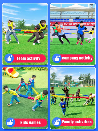 Juegos al aire libre, formación de equipos, desarrollo deportivo, entretenimiento, juguetes para niños, cuerda elástica, círculo, correr, empujar, cuerda sensorial para niños