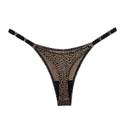 Tanga sexy sin costuras para mujer, ropa interior, bragas, bragas con estampado de cebra y flores, tiro bajo, de lujo, con hebilla de metal, bikini para chicas, bragas femeninas