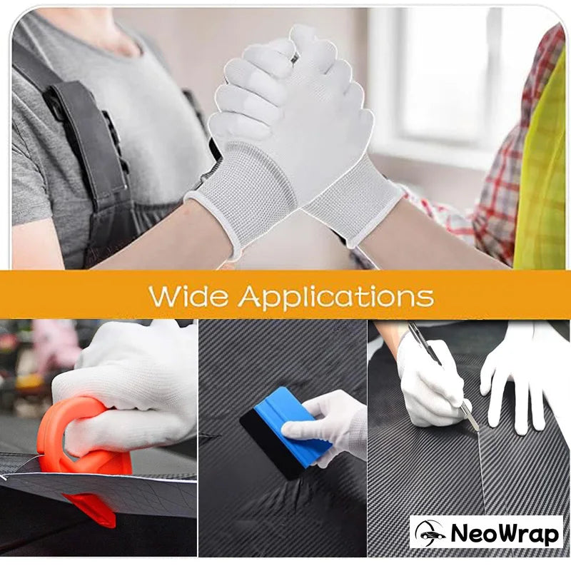 Guantes de vinilo para coche, de nailon recubierto de PU, antiestáticos, con punta de los dedos, antipolvo, para tintado de ventanas, herramientas de instalación de película