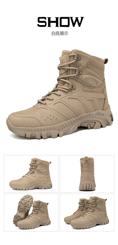 Botas tácticas para hombre con cordones, estilo militar, para trabajo en el desierto, botas de senderismo, botas de escalada, botas del ejército, unisex, tallas grandes, marca para hombre, impermeables