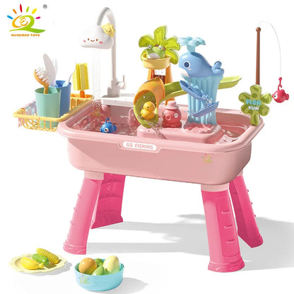 Juguetes de cocina para niños, eléctricos, divertidos, para jugar con agua, lavar platos, pescar, juegos de rol para el hogar, juguetes educativos para bebés.