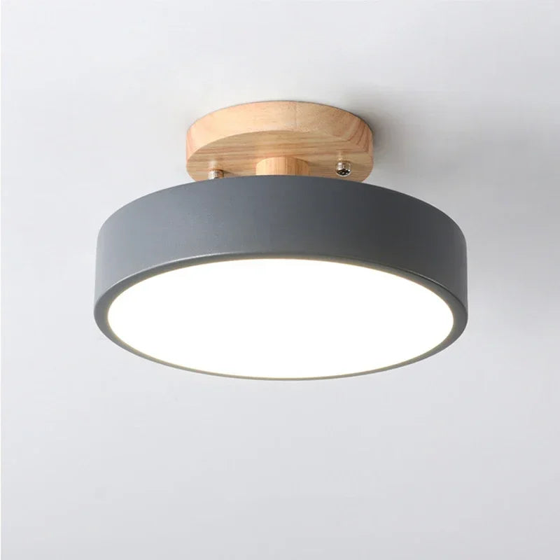 Lámparas de techo nórdicas para entrada, pasillo, balcón, madera, redondas, para guardarropa, comedor, estudio, dormitorio, baño, iluminación industrial.