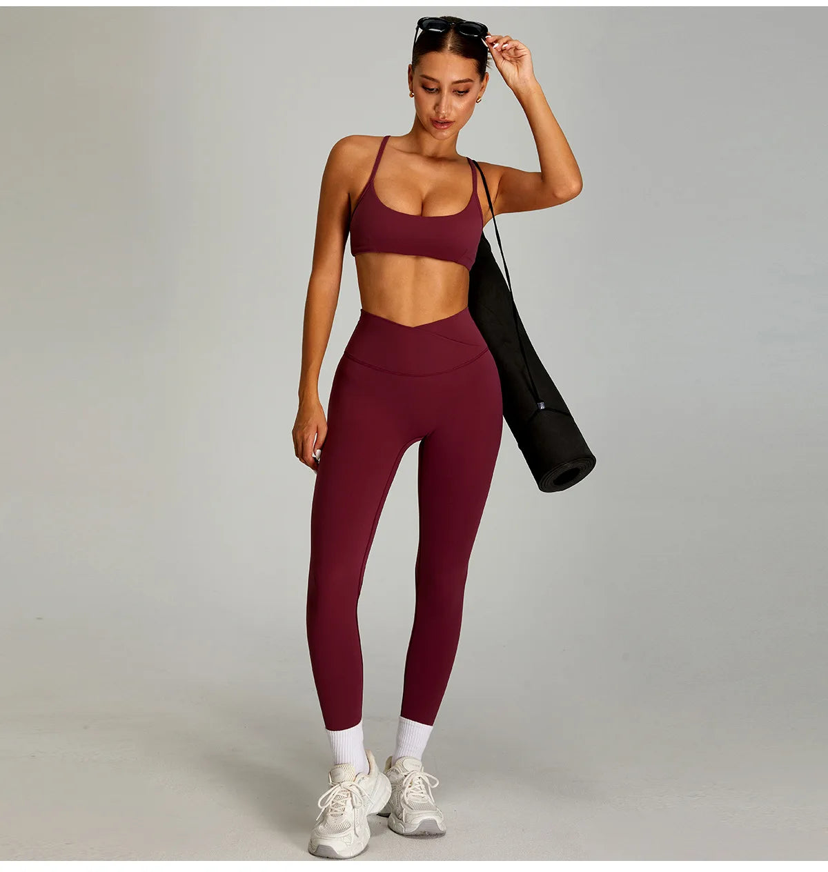 Conjunto deportivo de yoga para mujer mikeyoga, 2 piezas, secado rápido, ideal para gimnasio, correr y entrenar. Incluye ropa deportiva de manga corta para yoga.