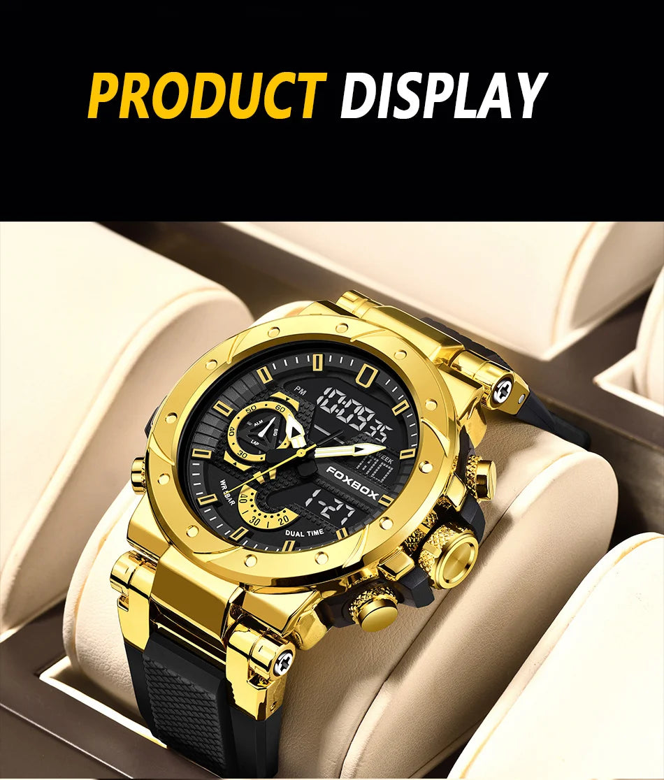 Reloj LIGE para hombre, correa de moda, deportivo, militar, calendario semanal, relojes de cuarzo, LED, pantalla dual, cronógrafo, relojes digitales para hombre