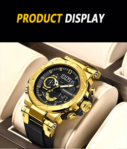 Reloj LIGE para hombre, correa de moda, deportivo, militar, calendario semanal, relojes de cuarzo, LED, pantalla dual, cronógrafo, relojes digitales para hombre