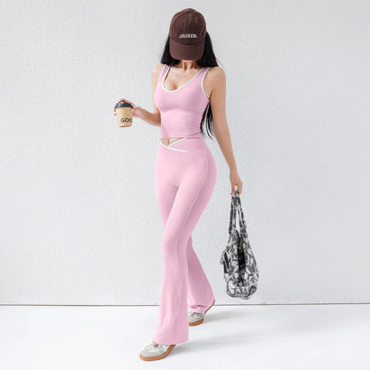 Women's CrossFlow Set: Open Back Top & 8" Shorts w/Second-Skin Fit & Run-Ready Yoga Trim