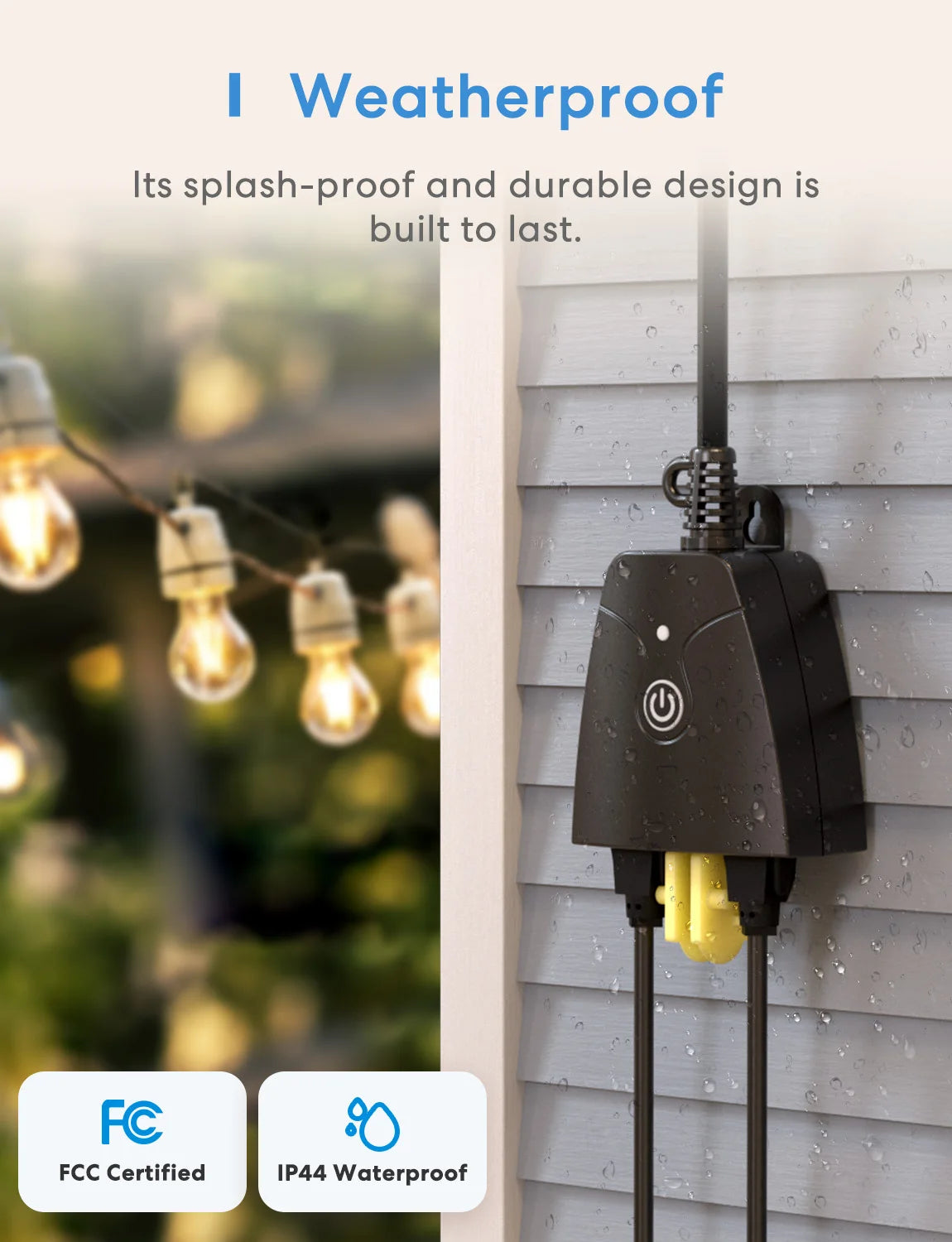 Enchufe inteligente para exteriores Meross HomeKit US con WiFi, 2 tomas de corriente con conexión a tierra, función de temporizador, compatible con Alexa, Google SmartThings