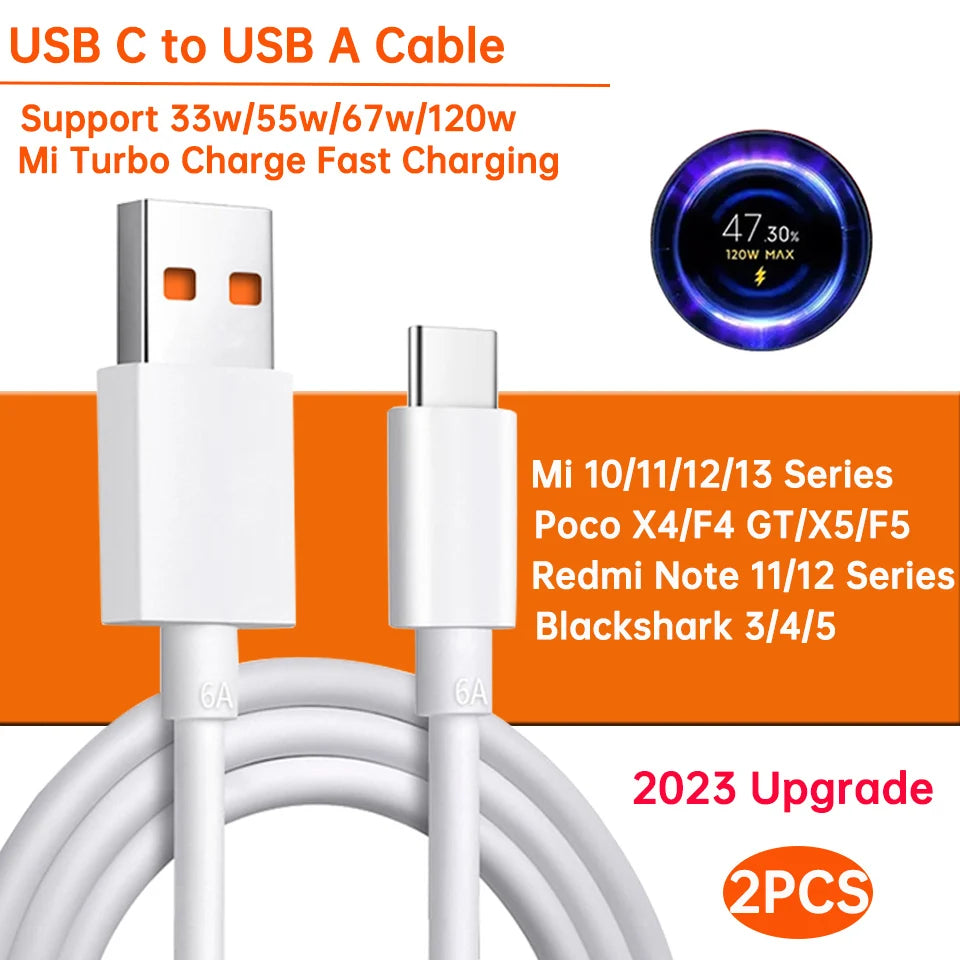 Cable USB tipo C original de Xiaomi, cargador rápido turbo de 120 W, 90 W y 67 W para Mi 15, 14, 13, 12 T Pro, 11 Ultra Poco X6, X7, Redmi Note BlackShark