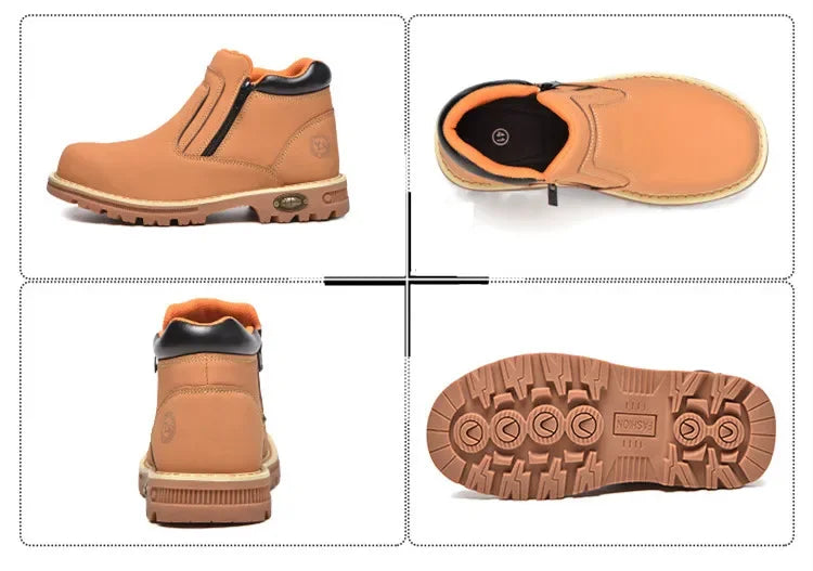 Zapatos de trabajo para hombre 2025, zapatos de seguridad impermeables, botas de cuero anti chispas, zapatos de soldador anti perforaciones y antideslizantes.
